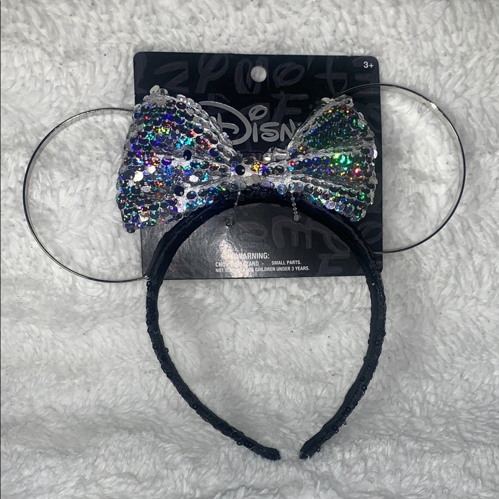 Disney Sequin Bow Headband - Black and Silver